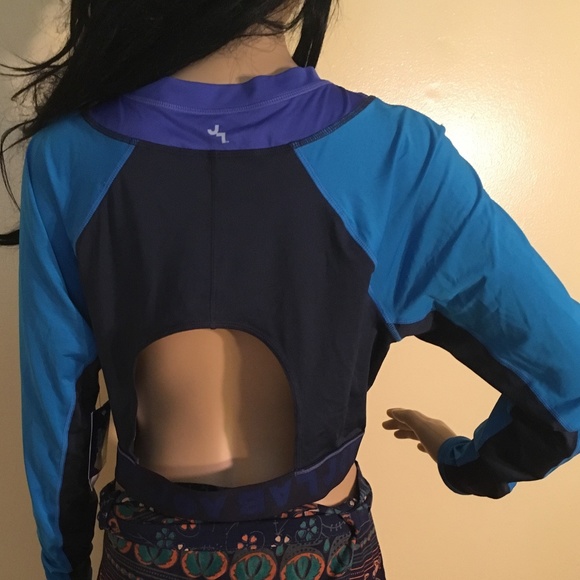 JoyLab Tops Joy Lab Color Block Long Sleeve Crop Top Blue Poshmark